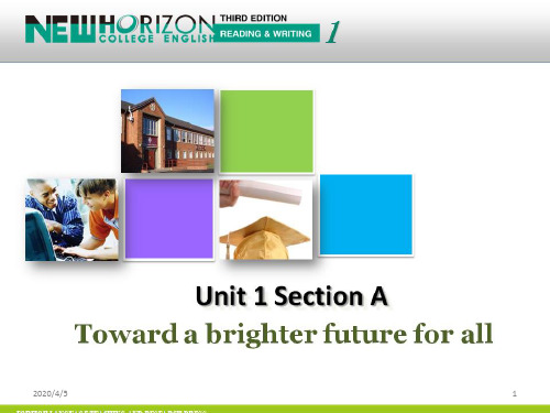 Unit 1 Section AToward a brighter future for all (课堂PPT)