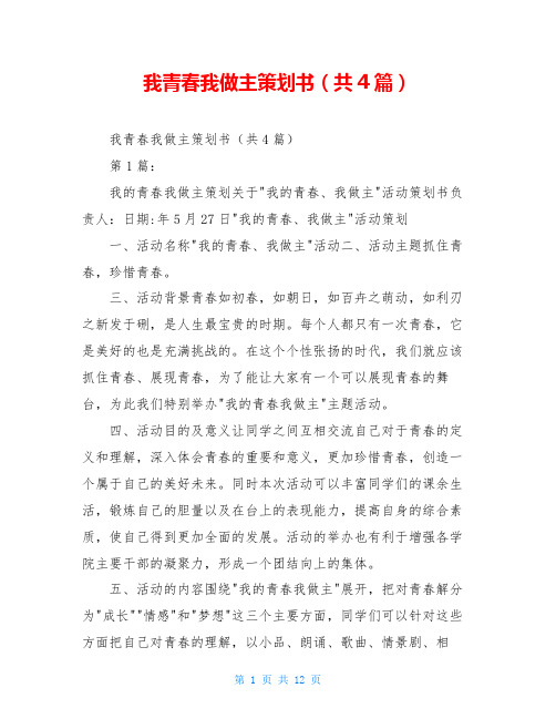 我青春我做主策划书(共4篇)