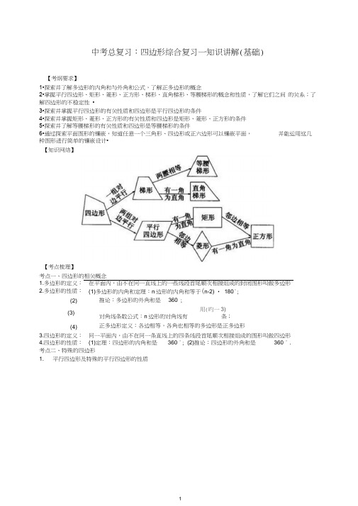 北师大初中数学中考总复习：四边形综合复习--知识讲解(基础).doc