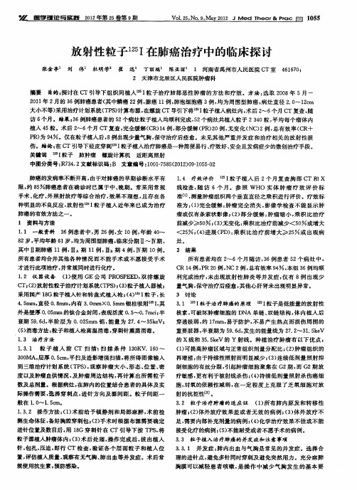放射性粒子 125I在肺癌治疗中的临床探讨