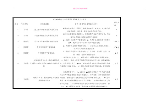 数学与应用数学专业毕业论文选题表