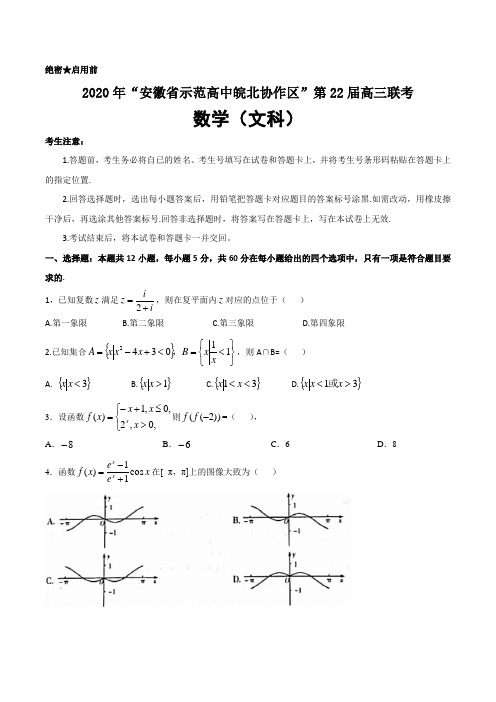 2020届安徽省示范高中皖北协作区高三联考数学(文)试题