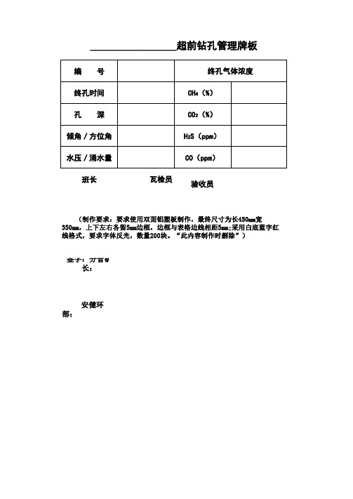 超前探放水牌板