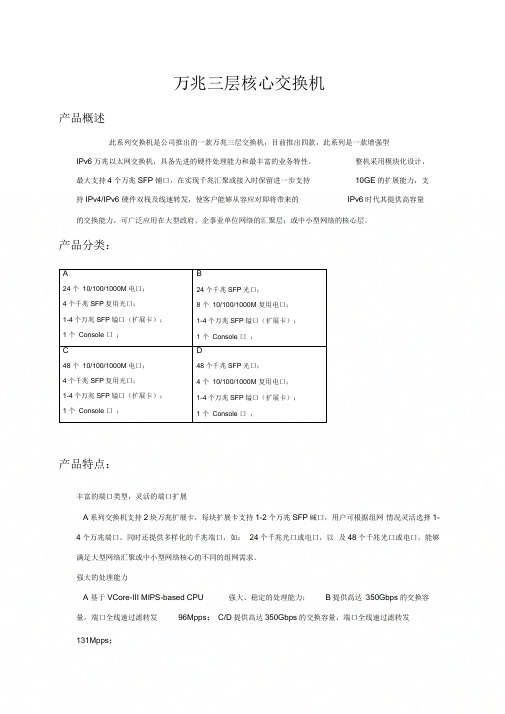 万兆三层核心交换机