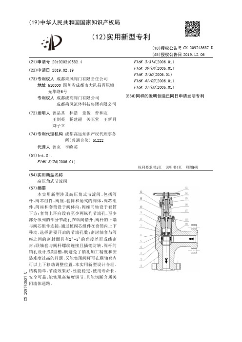 【CN209743637U】高压角式节流阀【专利】