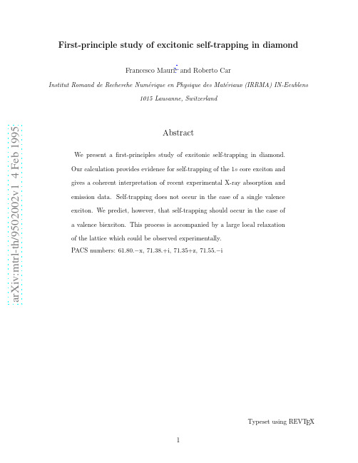 First-principle study of excitonic self-trapping in diamond