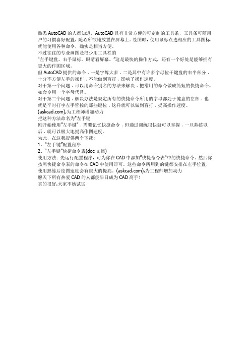 AUTO CAD 左手键使用方法