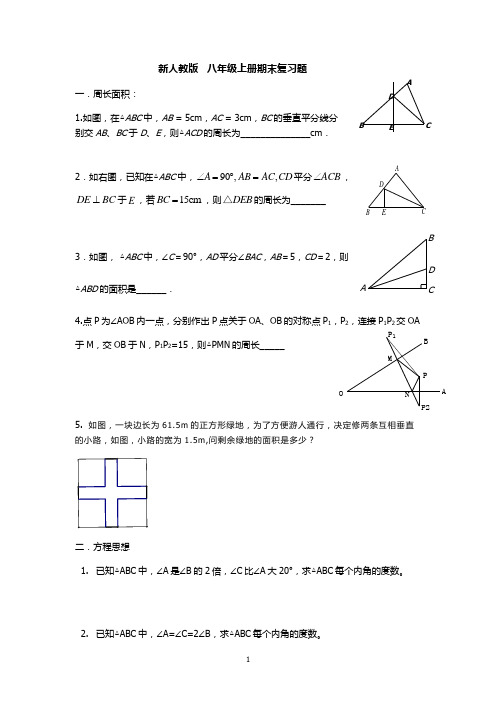 2013-2014年新人教版八年级上册数学期末复习