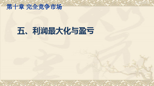 微观经济学(利润最大化与盈亏)