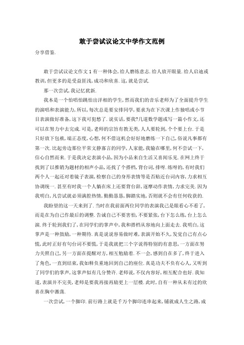 敢于尝试议论文中学作文范例