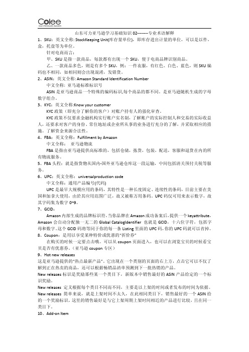 亚马逊专业术语解释