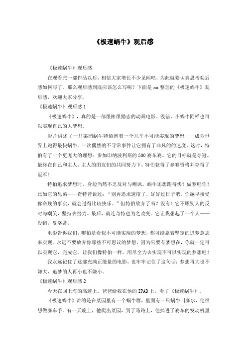 《极速蜗牛》观后感