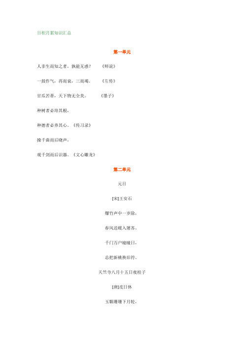 人教部编版六年级语文下册日积月累+成语解释知识汇总