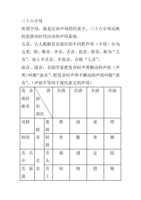 三十六字母与上古声母