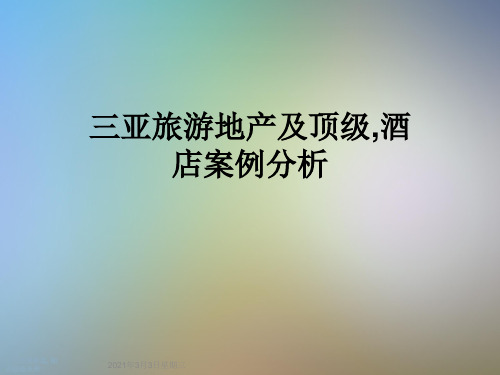 三亚旅游地产及顶级,酒店案例分析