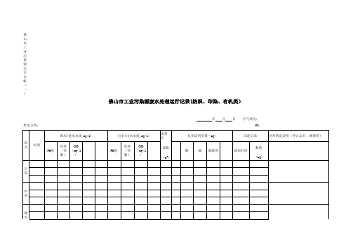 运行台帐记录(废水、废气、固废)