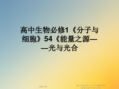 高中生物必修1《分子与细胞》54《能量之源——光与光合
