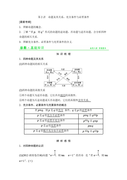 一轮复习配套讲义：第1篇 第2讲 命题及其关系、充分条件与必要条精品教案导学案