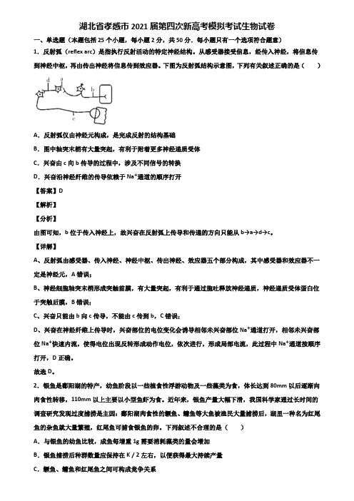 湖北省孝感市2021届第四次新高考模拟考试生物试卷含解析