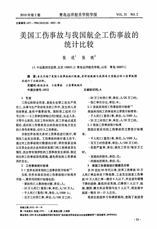 美国工伤事故与我国航企工伤事故的统计比较