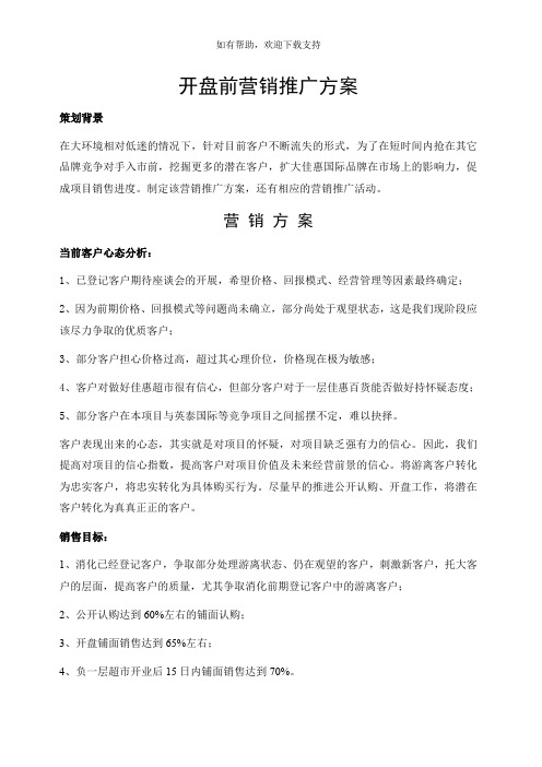 开盘前营销推广执行方案