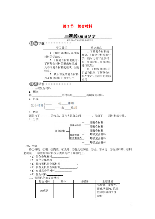 高中化学 第四章 元素与材料世界 第3节 复合材料学案 鲁科版必修1