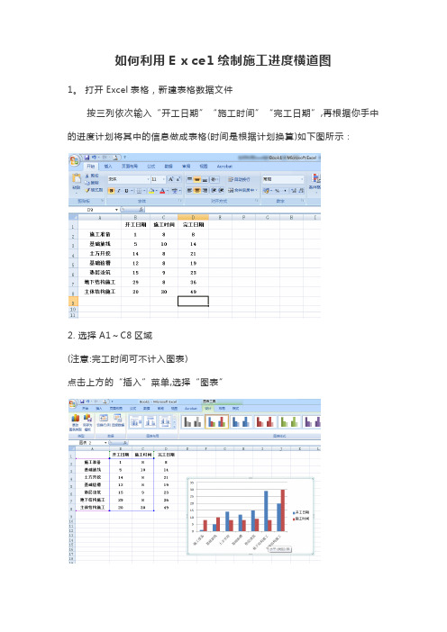 如何利用Excel绘制施工进度横道图？