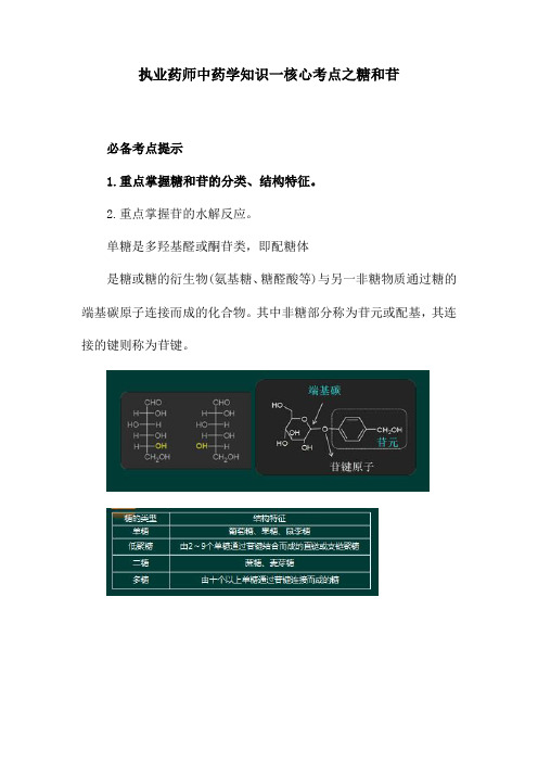 执业药师中药学知识一核心考点之糖和苷
