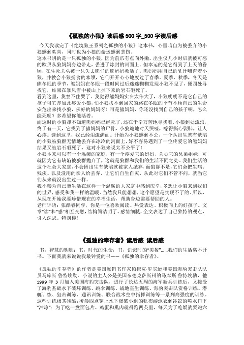 《孤独的小狼》读后感500字_500字读后感