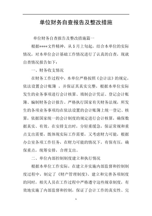 单位财务自查报告及整改措施