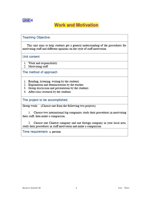 bec3-4 work and motivation teaching plan