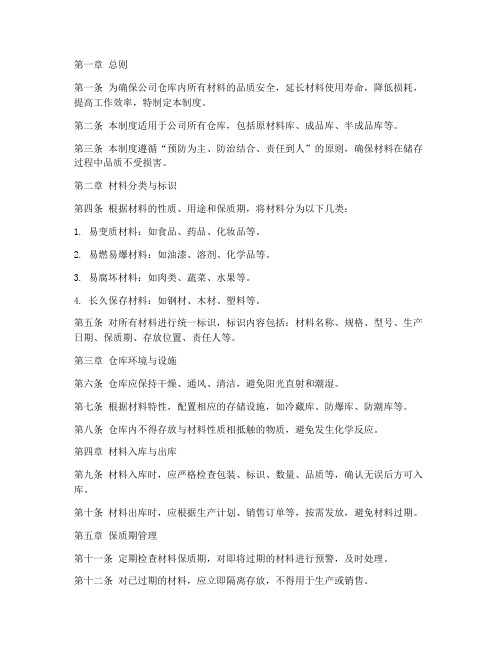 仓库保质期材料管理制度