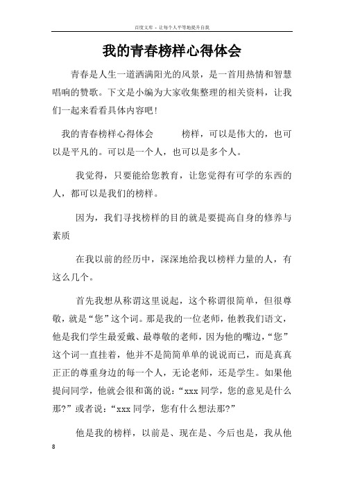 我的青春榜样心得体会
