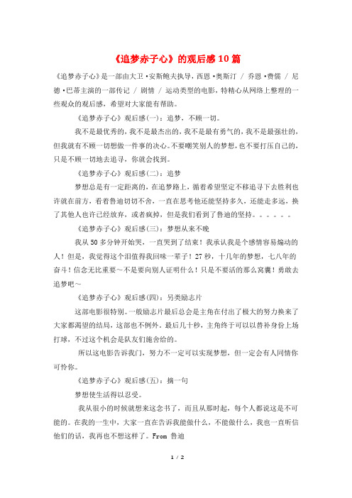 《追梦赤子心》的观后感10篇