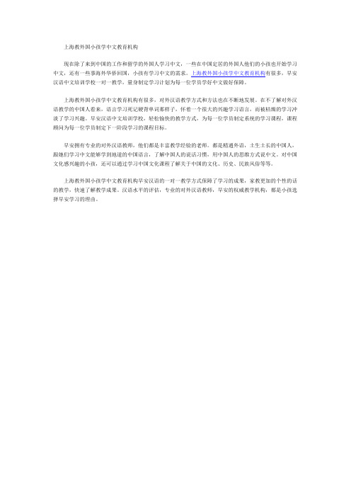 上海教外国小孩学中文教育机构