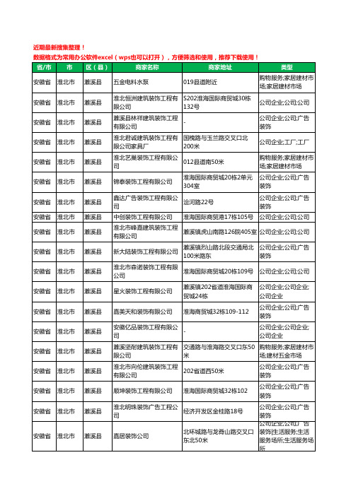2020新版安徽省淮北市濉溪县建筑装潢有限公司工商企业公司商家名录名单黄页联系方式大全28家