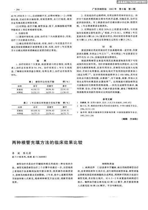 两种根管充填方法的临床效果比较