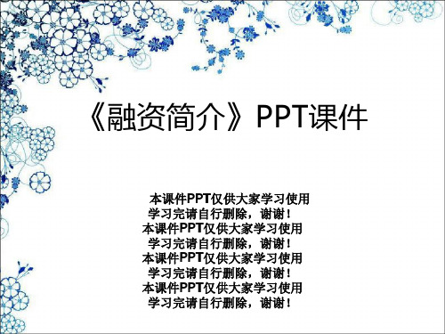 《融资简介》PPT课件