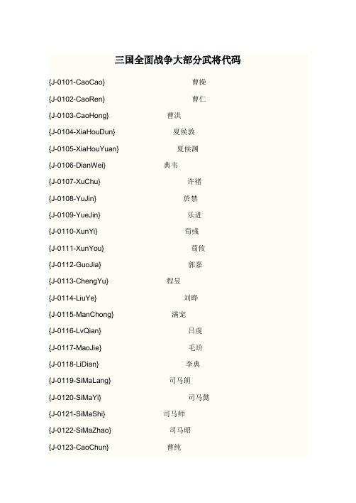 三国全面战争大部分武将代码