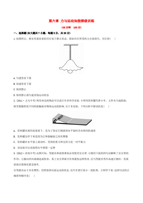 精品中考物理第六章力与运动知能梯级训练(含解析)沪科版word版