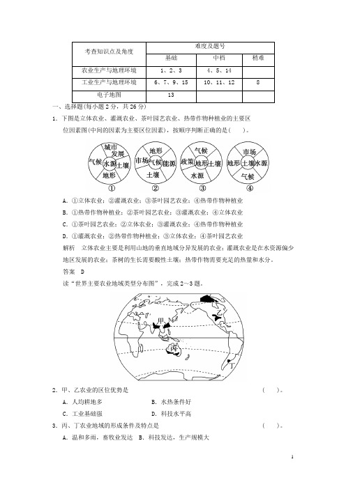 高中地理 第三单元 产业活动与地理环境单元测试卷(A) 鲁教版必修2
