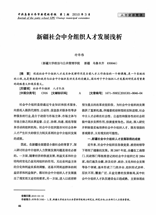 新疆社会中介组织人才发展浅析
