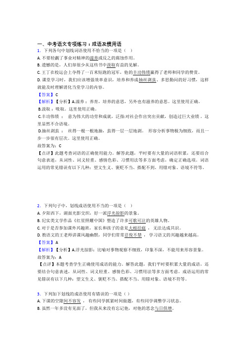 部编中考 语文 成语及惯用语专项训练含答案(Word版)