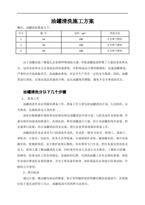 最新油罐清洗施工方案