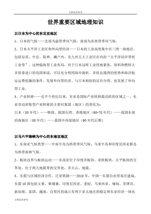 世界重要区域地理知识