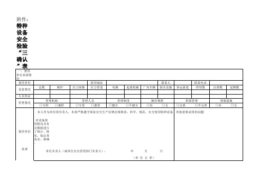 特种设备安全检验“三确认”表