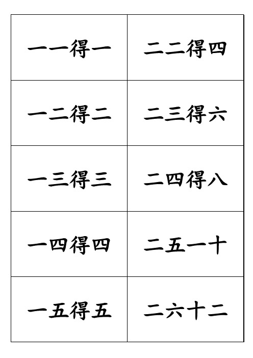 乘法口诀卡片(直接打印)
