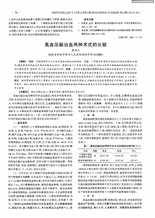 高血压脑出血两种术式的比较