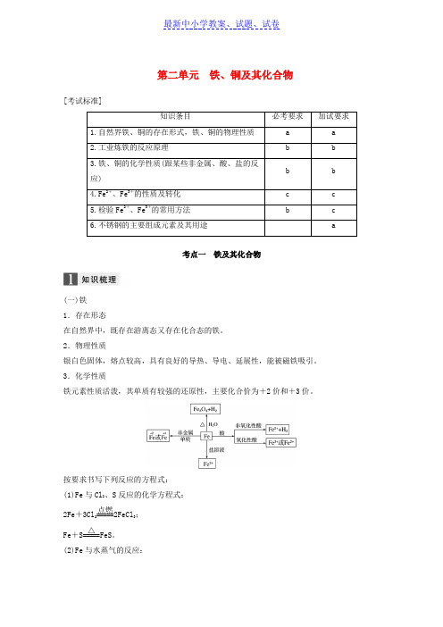 浙江版高考化学大一轮复习专题5金属及其化合物第二单元铁铜及其化合物学案
