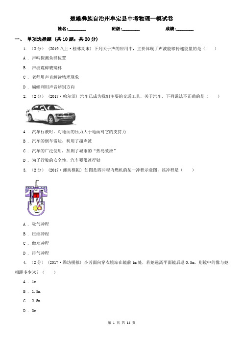楚雄彝族自治州牟定县中考物理一模试卷